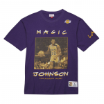 Mitchell & Ness NBA Heavyweight Premium Player Tee Vintage Logo Los Angeles Lakers Ervin Magic Johnson - Dydis Universalus (TCRW6611-LALYYEJSPURP Mar&scaron;kinėliai)