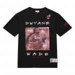 Mitchell & Ness NBA Heavyweight Premium Player Tee Vintage Logo Miami Heat Dwyane Wade - Dydis Universalus (TCRW6611-MHEYYDWABLCK Mar&scaron;kinėliai)