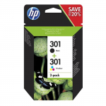 HP 301 juoda + trijų spalvų (Tri-color) rašalo kasetė
