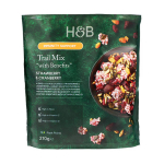 H&B TRAIL MIX WITH BENEFITS STRAWBERRY&CRANBERRY džiovintų vaisių, sėklų ir rie&scaron;utų mi&scaron;inys, 210 g