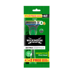 WILKINSON EXTRA ESSENTIAL 3 SENSITIVE vienkartiniai vyrų skustuvai (4 + 2 vnt.)
