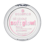 ESSENCE ALL ABOUT SOFT GLOW! vandeniui atspari fiksuojamoji kompaktinė pudra, 8 g