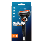 GILLETTE FFUSION PROGLIDE skustuvas ir 2 keičiamosios galvutės