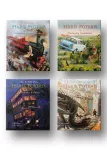 Hario Poterio 4 iliustruotų knygų rinkinys: Haris Poteris ir I&scaron;minties akmuo + Haris Poteris ir Paslapčių kambarys + Haris Poteris ir Azkabano kalinys + Haris Poteris ir Ugnies taurė