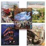 Hario Poterio 5 iliustruotų knygų rinkinys: Haris Poteris ir I&scaron;minties akmuo + Haris Poteris ir Paslapčių kambarys + Haris Poteris ir Azkabano kalinys + Haris Poteris ir Ugnies taurė + Haris Poteris ir Fenikso brolija