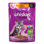 Konservuotas ėdalas kačiukams WHISKAS Junior, su pauk&scaron;tiena, 85 g