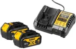 Akumuliatoriaus ir kroviklio komplektas DEWALT DCB1104P2-QW, 2 x 18 V, 5,0 Ah akumuliatoriai ir krov