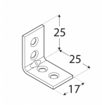 Sustiprintas kampas RPIĮ, 25 x 25 x 17 x 1,5 mm, baldinis, cinkuotas, geltonos spalvos