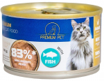 Konservuotas kačių ėdalas PREMIUM PET, mėsos pa&scaron;tetas su žuvimi, 100g
