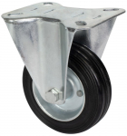 Fiksuotas ratukas WAGNER, d-100 mm, guminis, plieninis, ritininiai guoliai, apkrova - 70 kg.
