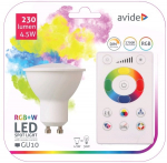 I&scaron;manioji LED lemputė AVIDE Smart, 4.2W, GU10, RGB+W, 2700K, RGB keičia spalvas, su pultu, dimeriuoj