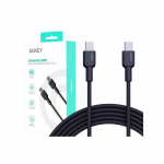 Įkrovimo laidas AUKEY, USB-C į USB-C, pintas kabelis, ilgis 1m, 60W/480Mbps, juodos sp., EU001-LLTSN
