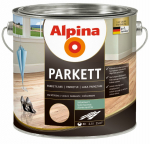 Alkidinis parketo lakas ALPINA Parkettlack Seidenmatt, 2,5 l, &scaron;ilko matinis, skaidrus, skirtas medin
