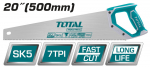 Pjūklas TOTAL, medžiui, trigubo galandinimo, SK5 plienas 7TPI, 500 mm, THT55206D