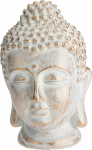 Sodo dekoracija BUDDHA galva, &scaron;ampano ir baltos sp., 15 x 15 x 23,5 cm.