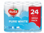 Tualetinis popierius RUTA Pure White, 24 rit., 3 sluoksnių
