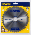 Medžio pjovimo diskas su kietmetaliu IRWIN, 190 mm x 40 T
