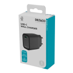 Sieninis įkroviklis DELTACO AC151, 1x USB-C PD, 20 W, juodos sp.,&nbsp;USB-C, 1903150