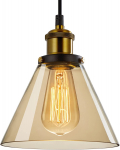 Pakabinamas &scaron;viestuvas G.LUX Gt-190-D19-1S-Bl Loft Amber, 1 x E27, 190 mm skersmens gaubtas, juodos/