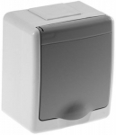 Ki&scaron;tukinis lizdas PAWBOL Beta, 1 vietos, pavir&scaron;inis, su įž., IP44, pilkos sp., D.3611SSG/1