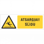 Informacinis ženklas, atsargiai-slidu, 100 x 300 mm, lipdukas