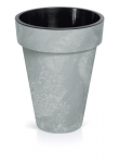Plastikinis lauko vazonas CUBE SLIM, pilkos spalvos, vazono skersmuo 28 cm.
