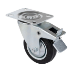 Pasukamas ratukas WALTECO, d-100 mm, su plok&scaron;tele, su stabdžiu, apkrova 70 kg