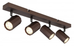 Kryptinis &scaron;viestuvas GLOBO James, GU10, 4 x 25W, 230V, matinės bronzos spalvos, 530 x 60 x 145 mm