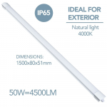 LED &scaron;viestuvas ELECTRALINE, 50 W, 4500 lm, 4000K, IP65 , matmenys: 1500 x 80 x 51 mm, 65062