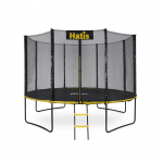 Batutas HATIS, juodomis kojomis su kopėtėlėm ir apsauginiu tinklu, skersmuo 3,66m, apkrova iki 150kg