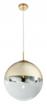 Pakabinamas &scaron;viestuvas GLOBO Varus, E27, 1 x 40W, 230V, aukso sp. metalas, skaidrus/aukso sp. stikla