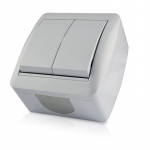 Jungiklis ORRO 8001-02, 2 klavi&scaron;ų, pavir&scaron;inis, baltos spalvos, 10 A, 250 V, 8001-02