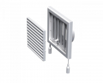 Ventiliacinės grotelės VENTS MV120VRS, 186 x 186, d125, su užsklanda ir antvamzdžiu, plastikinės, ba