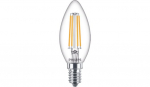 LED lempa PHILIPS, 6,5W (=60W), E14 B35 žvakė, 220-240V, 2700K, 806 lm, filamentinė, skaidri