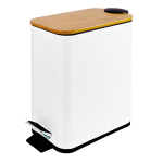 Vonios &scaron;iuk&scaron;ledėžė SEPIO, 6L, plieno, bambukinis lėtai nusileidžiantis dangtis, baltos spl.