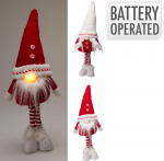 Kalėdinė LED dekoracija Gnomas, su raudona arba balta kepuraite, 17 x 10 x 48 cm, 2 x CR2032 baterij
