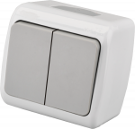 Jungiklis ORRO A550190004, 2 klavi&scaron;ų, pavir&scaron;inis, IP44, 10A 250V, pilkos spalvos, E8005-02