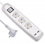 Ilgiklis ELECTRALINE, 3 lizd., 2 m, su įž., su jungikliu, 2 USB, 3 x 1,0, su apsauga vaikams, 16A, b