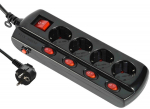 Ilgiklis ELECTRALINE Multisocket Multiswitch, 4 lizd., 1,5 m, su įž., su 4 jungikliais, 3 x 1,0, su