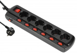 Ilgiklis ELECTRALINE Multisocket Multiswitch, 6 lizd., 1,5 m, su įž., su 7 jungikliais, 3 x 1,0, su
