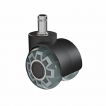 Biuro kėdės ratukai WALTECO, diametras 50 mm, kai&scaron;tis 11 mm, skaidrūs, apkrova 60 kg, 5 vnt.
