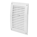 Ventiliacinės grotelės EUROPLAST N25R, 250 x 170, plastikinės, su užsklanda, baltos spalvos