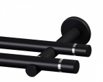 Sieninis dvigubas karnizo rinkinys MARDOM TOKYO II, 240cm ilgio, 19mm skersmens, be žiedų su segtuka