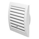 Ventiliacinės grotelės EUROPLAST ND10R, d100/148 x 153, plastikinės, su užsklanda, baltos spalvos