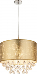 Pakabinamas &scaron;viestuvas GLOBO Amy, E27, 1 x 60W, 230V, matinis nikelis, aukso sp. tekstilė, 400 x 140