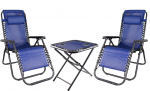 Sulankstomas baldų komplektas RELAX, 2 kėdės 67 x 175 x 108 cm, stalas 51 x 51 x 53 cm, mėlynos sp.,