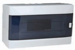 Automatinių i&scaron;jungiklių skydelis MIRSA M4085, 12 modulių, pavir&scaron;inis, baltas su skaidriomis durelėmi