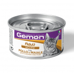 Konservuotas kačių ėdalas GEMON, suaugusioms katėms su vi&scaron;tiena ir kiauliena. 85 g