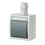 Jungiklis EPN Aquant, 1 klavi&scaron;o, pavir&scaron;inis, IP65, 10A/250V, pilkos sp., 1201-65