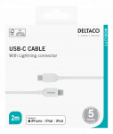USB-C - iPhone laidas DELTACO Iplh-452, 2m,  FSC ženklinta pakuotė, baltos sp.